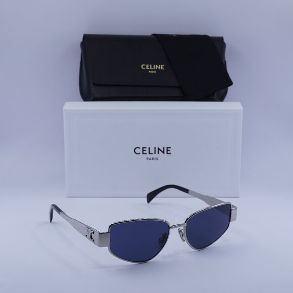 Celine CL40293U 16V Geometric Sunglasses - Palladium/Blue - Picture 1 of 11